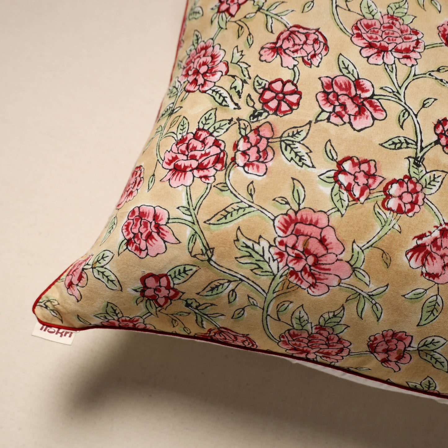Cotton sanganeri cushion cover 102 - handcrafted