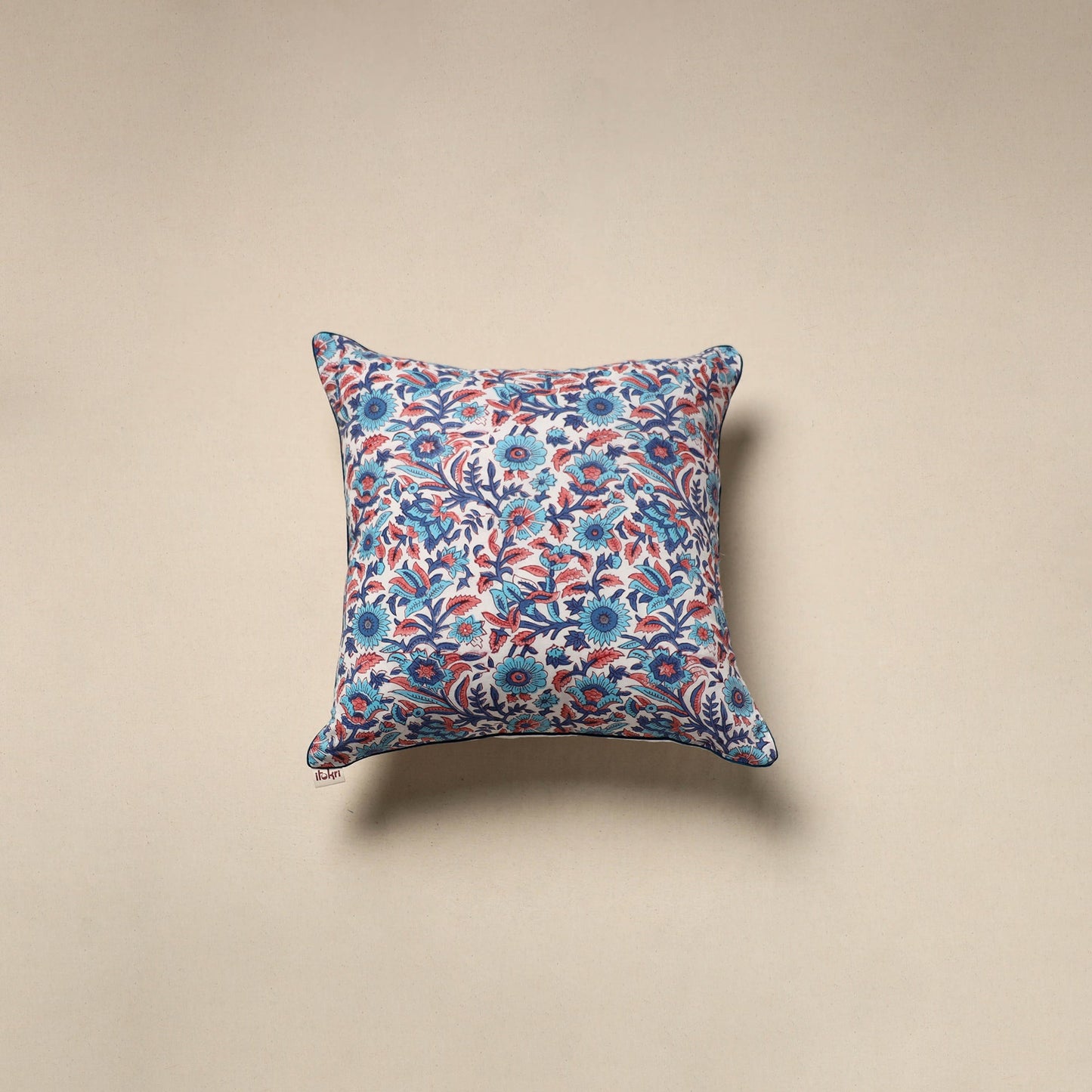 Cotton sanganeri cushion cover 105 - handcrafted