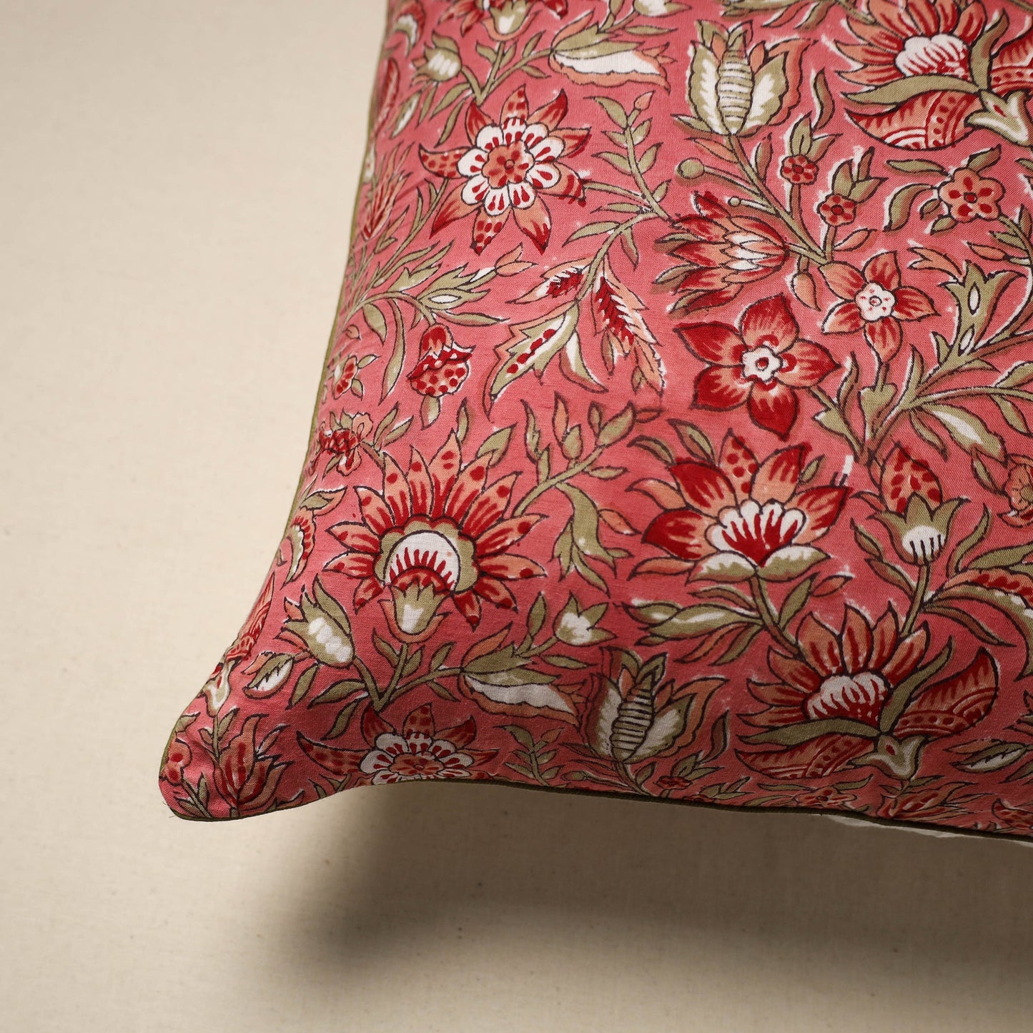 Cotton sanganeri cushion cover 110 - handcrafted