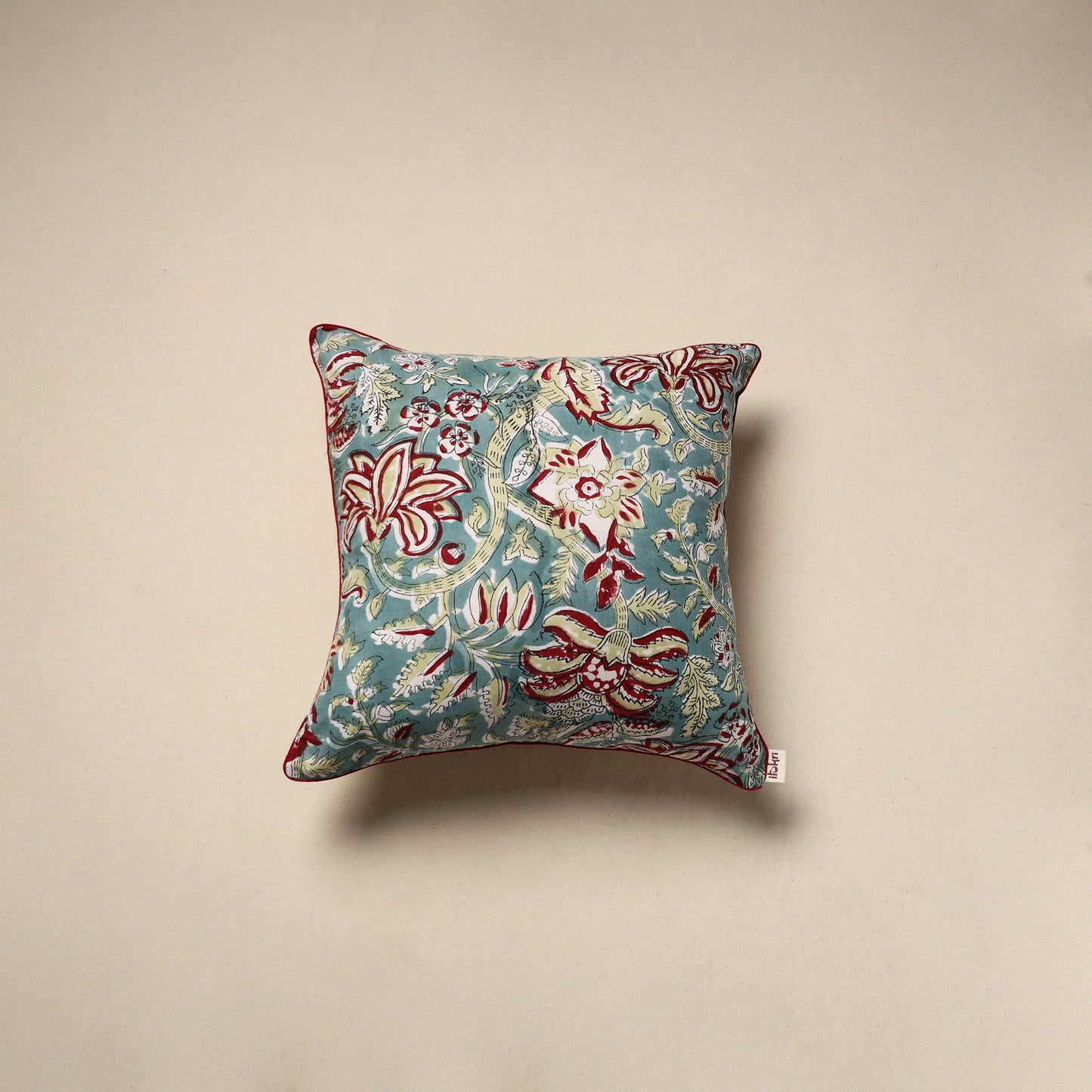 Cotton sanganeri cushion cover 111 - handcrafted