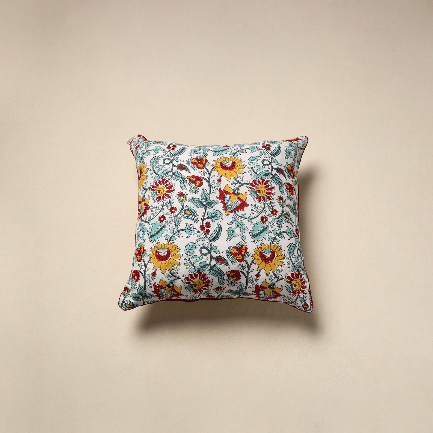 Cotton sanganeri cushion cover 115 - handcrafted