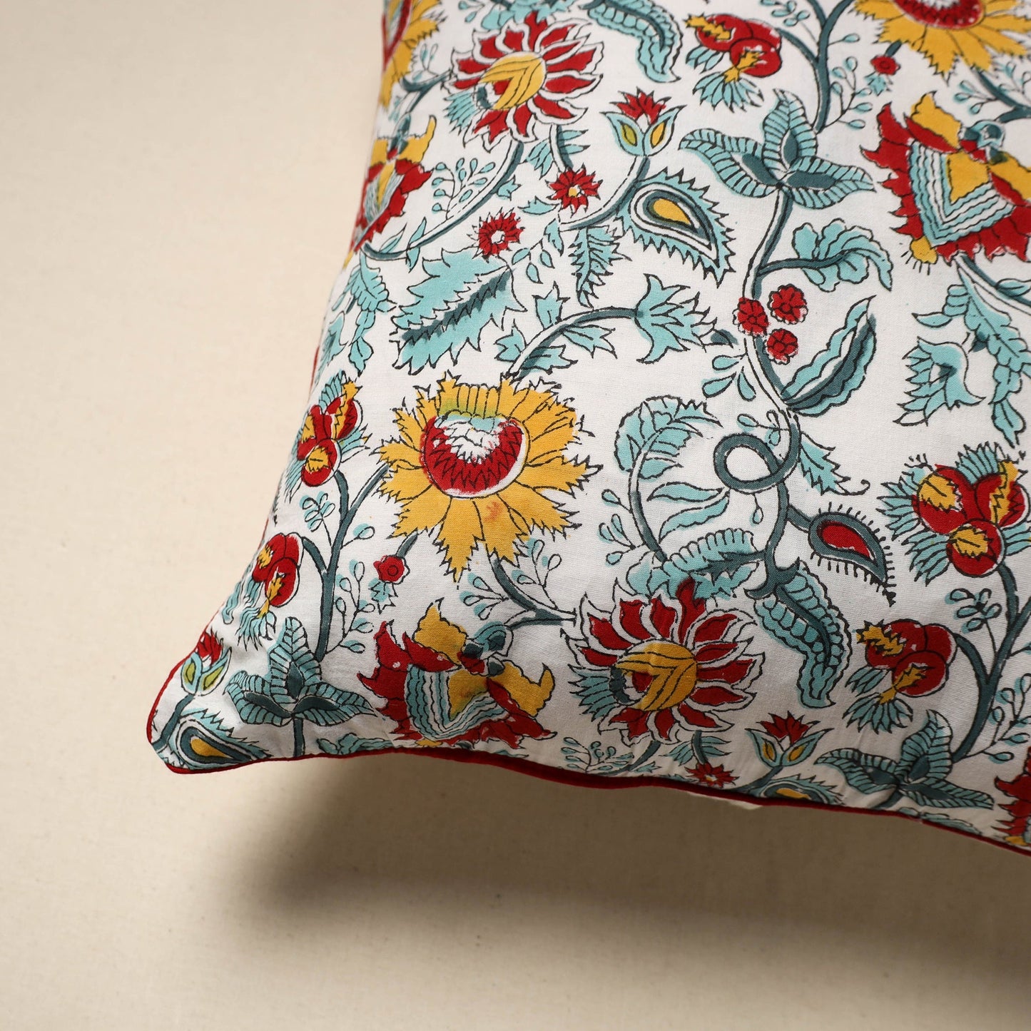 Cotton sanganeri cushion cover 115 - handcrafted