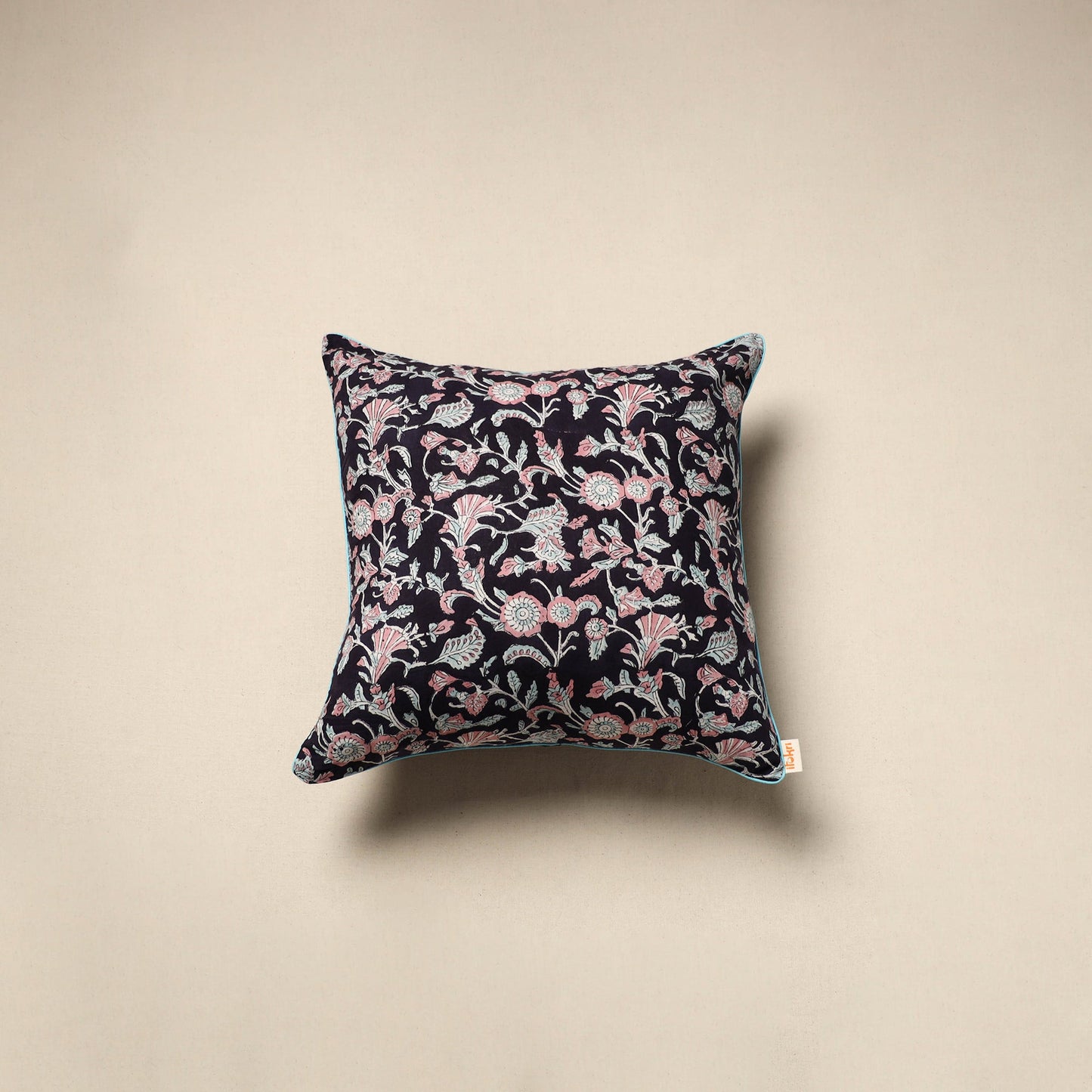 Cotton sanganeri cushion cover 117 - handcrafted
