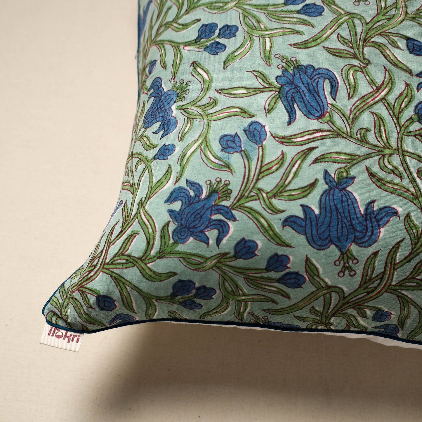 Cotton sanganeri cushion cover 118 - handcrafted