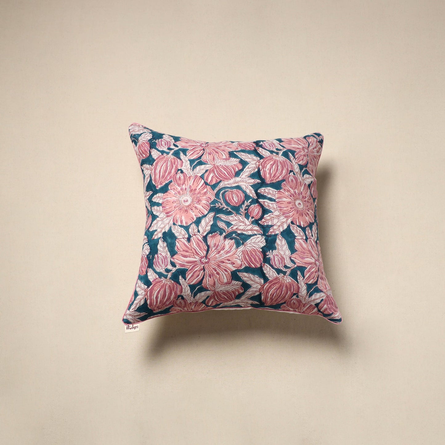 Cotton sanganeri cushion cover 119 - handcrafted