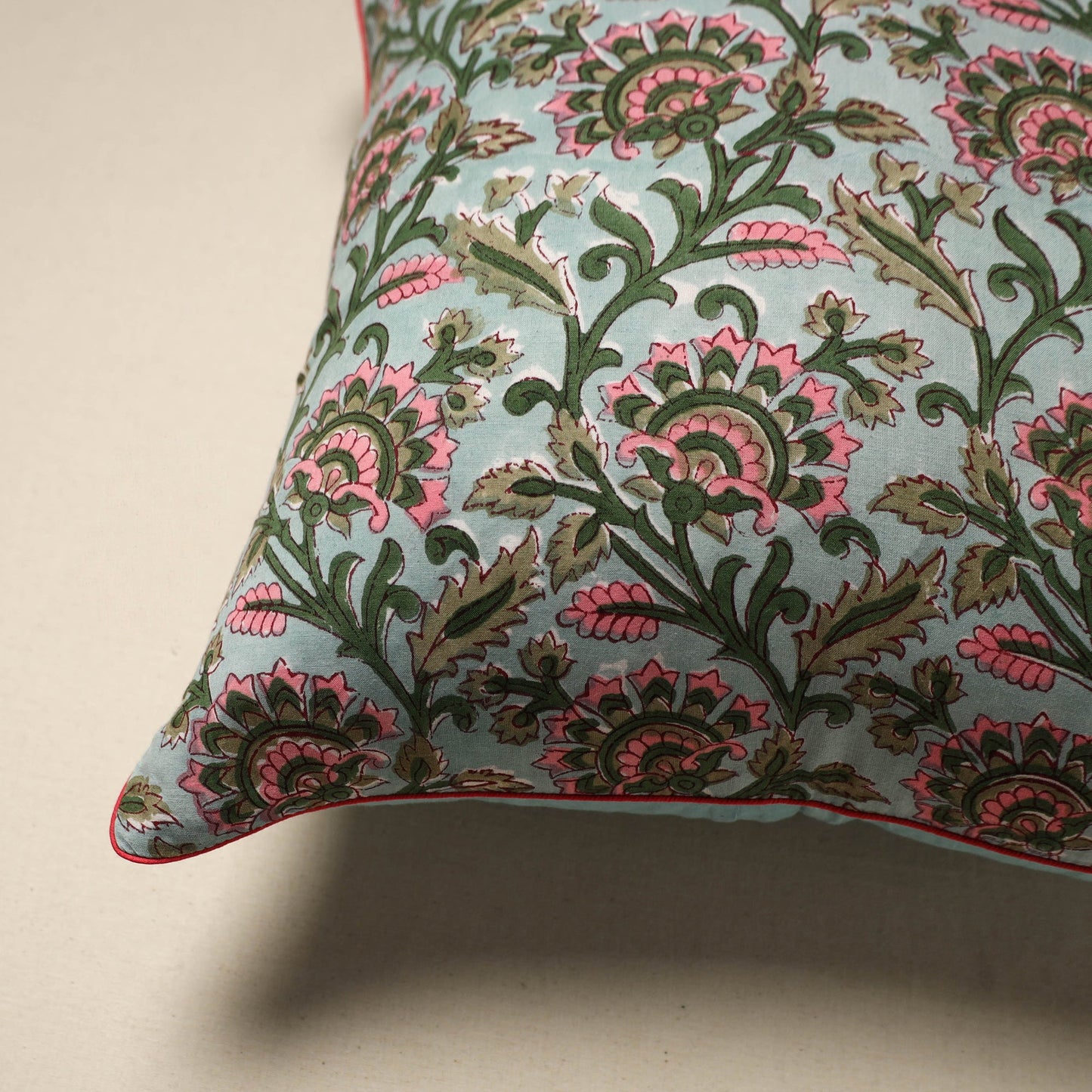Cotton sanganeri cushion cover 120 - handcrafted