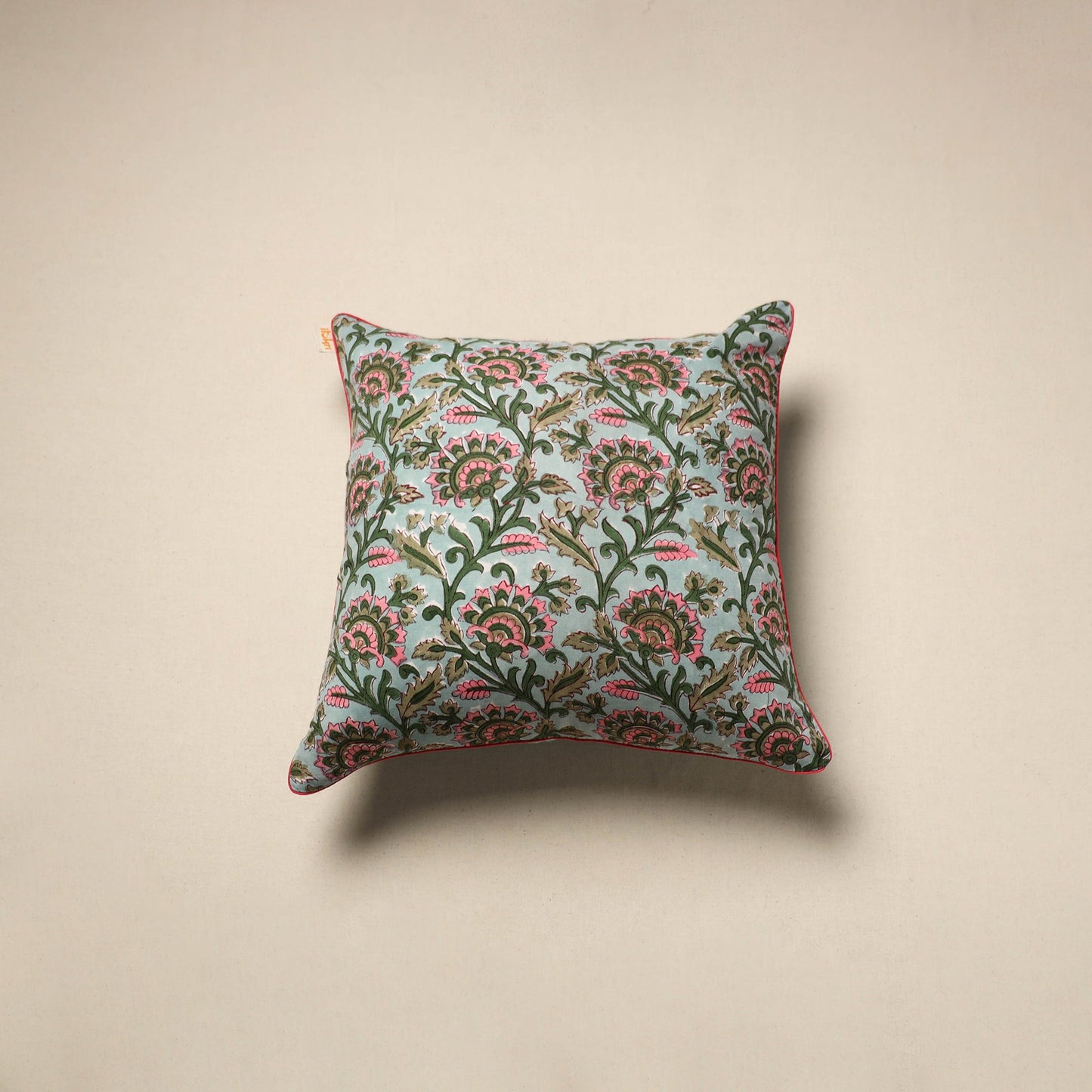 Cotton sanganeri cushion cover 120 - handcrafted
