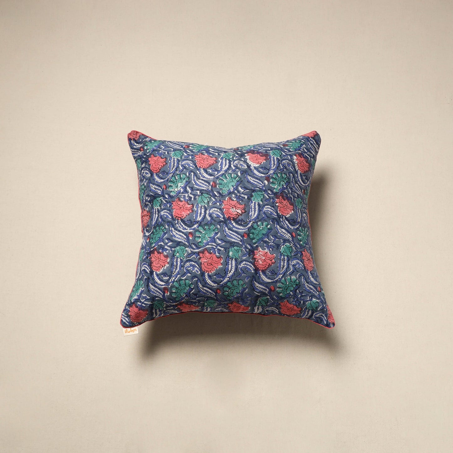 Cotton sanganeri cushion cover 121 - handcrafted