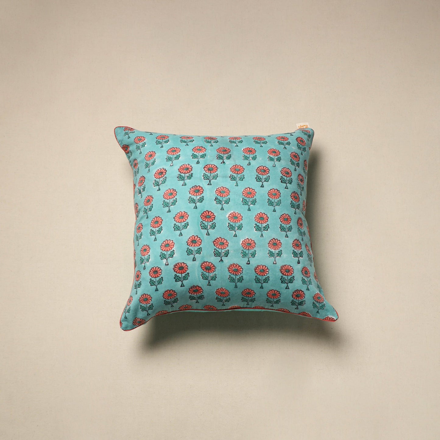 Cotton sanganeri cushion cover 126 - handcrafted