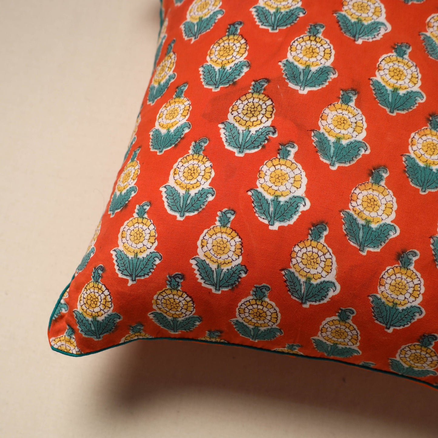 Cotton sanganeri cushion cover 130 - handcrafted