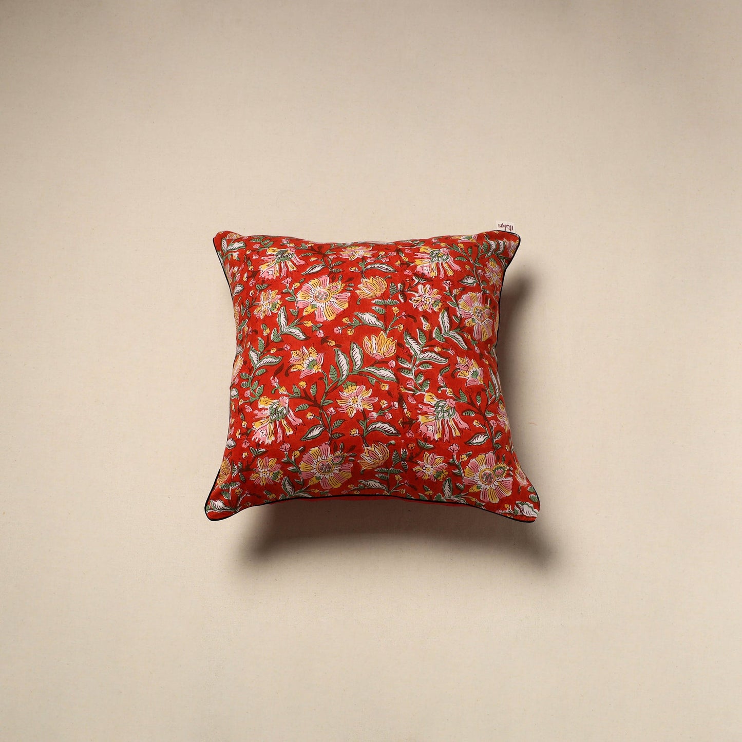Cotton sanganeri cushion cover 131 - handcrafted
