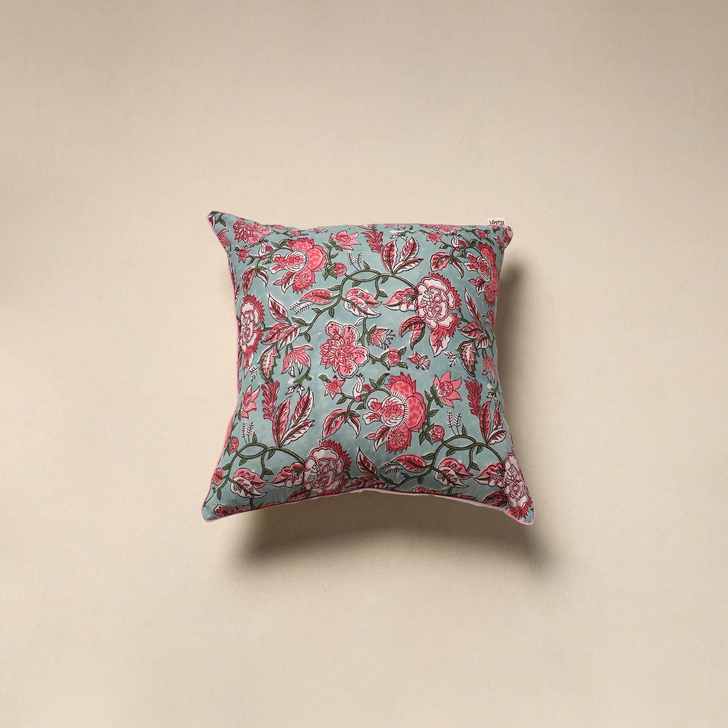 Cotton sanganeri cushion cover 147 - handcrafted
