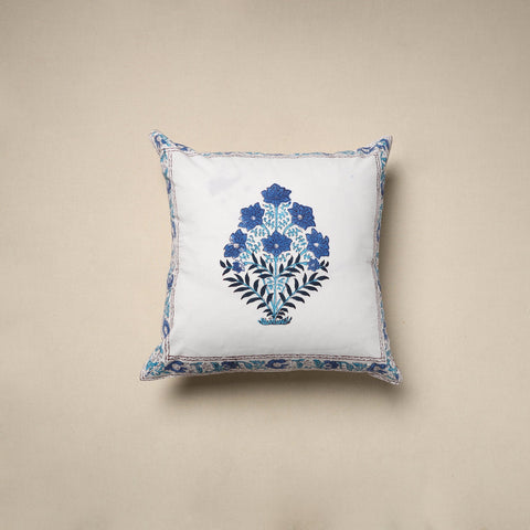 Cotton sanganeri cushion cover (16 x 16 in) 04 - handcrafted
