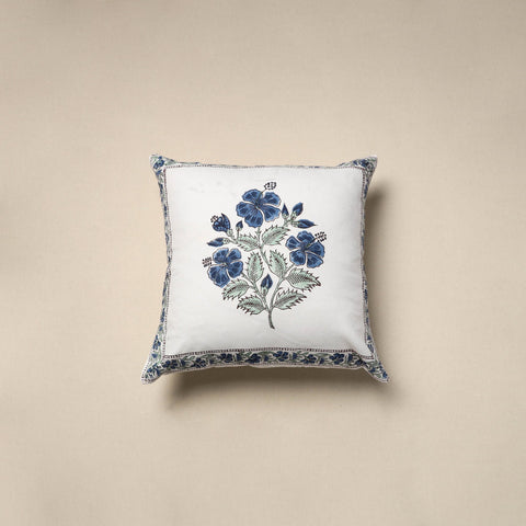 Cotton sanganeri cushion cover (16 x 16 in) 28 - handcrafted
