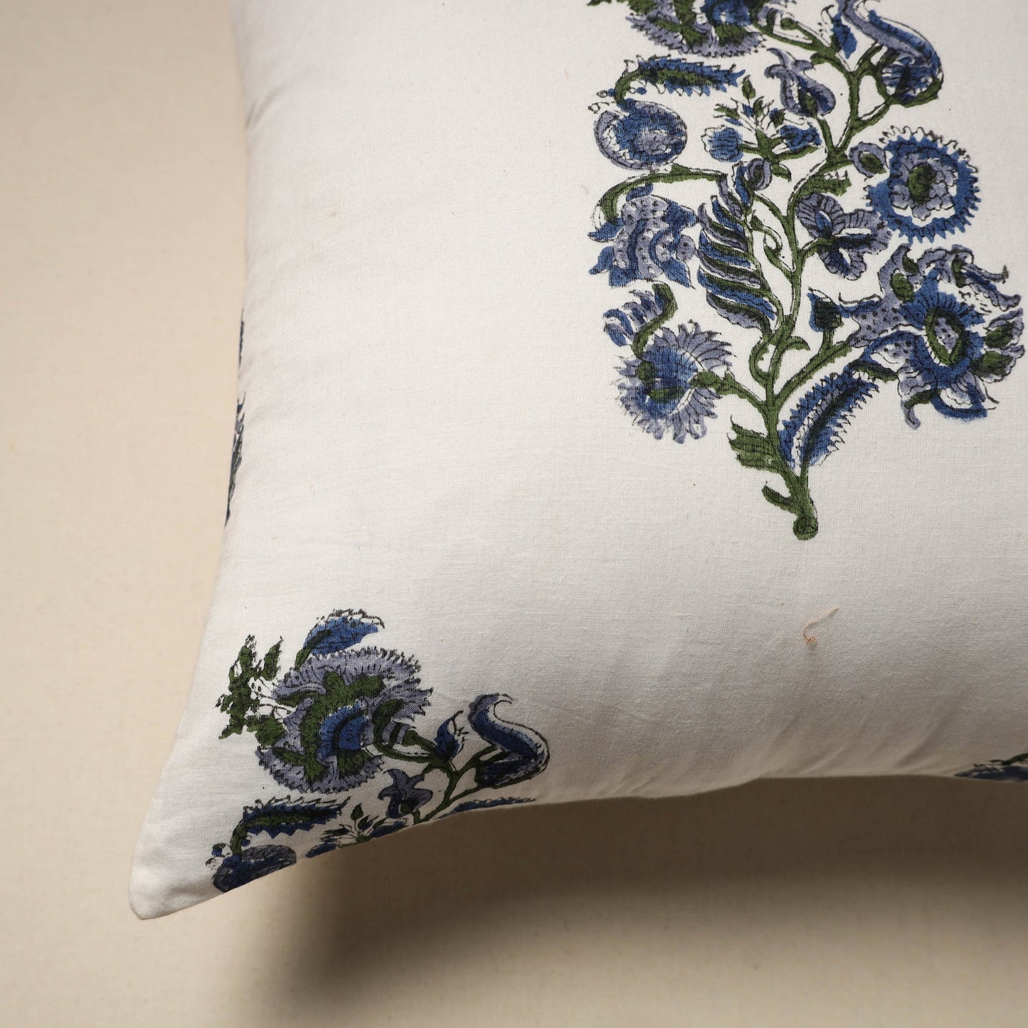 Cotton sanganeri cushion cover (16 x 16 in) 53 - handcrafted