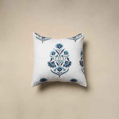Cotton sanganeri cushion cover (16 x 16 in) 93 - handcrafted