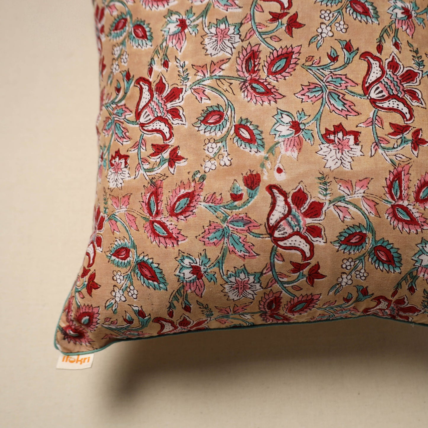Cotton sanganeri cushion cover 18 - handcrafted