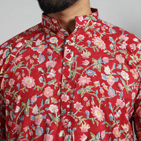 Cotton sanganeri kurta for men (long) 08 - handcrafted