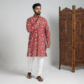 Cotton sanganeri kurta for men (long) 08 - handcrafted
