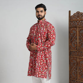 Cotton sanganeri kurta for men (long) 08 - handcrafted