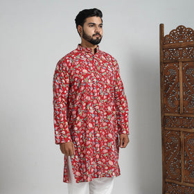 Cotton sanganeri kurta for men (long) 08 - handcrafted
