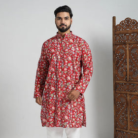 Cotton sanganeri kurta for men (long) 08 - handcrafted