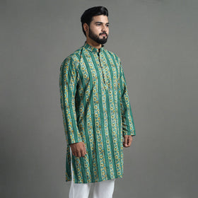 Cotton sanganeri kurta for men (long) 11 - handcrafted