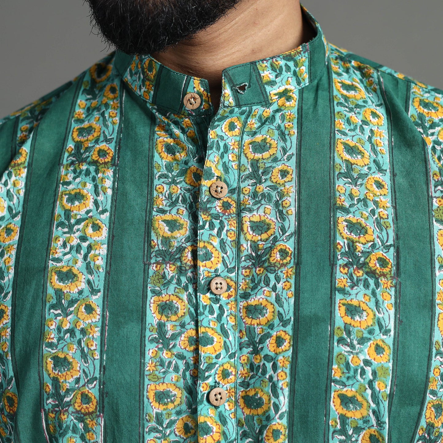 Cotton sanganeri kurta for men (long) 11 - handcrafted