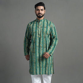 Cotton sanganeri kurta for men (long) 11 - handcrafted