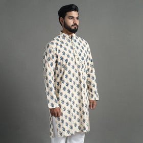 Cotton sanganeri kurta for men (long) 13 - handcrafted