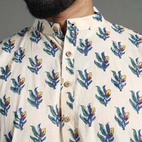 Cotton sanganeri kurta for men (long) 13 - handcrafted