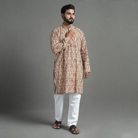 Block Print Cotton Sanganeri Kurta for Men (Long) 14