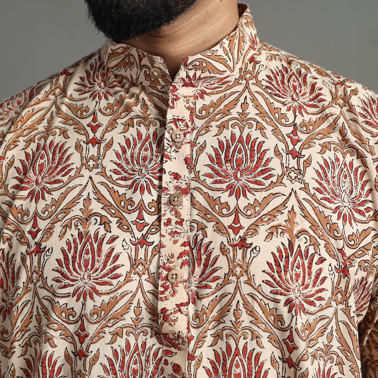 Block Print Cotton Sanganeri Kurta for Men (Long) 14