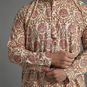 Block Print Cotton Sanganeri Kurta for Men (Long) 14