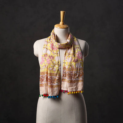 Cotton sanganeri stole 13 - handcrafted