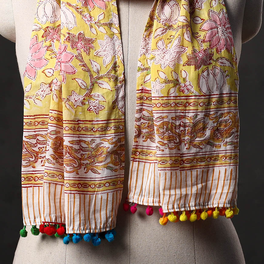 Cotton sanganeri stole 13 - handcrafted