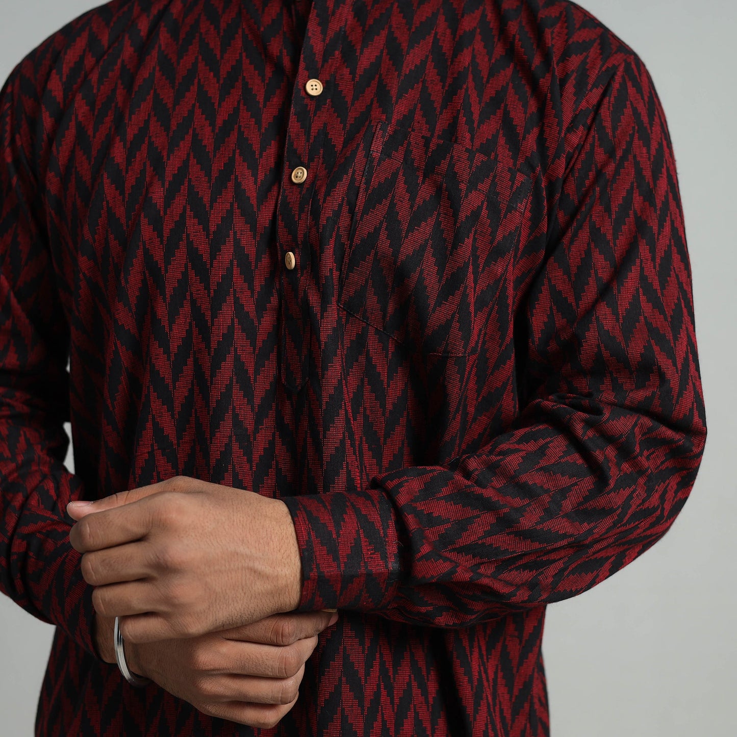 Buy Cotton Short Jacquard Kurta for Men