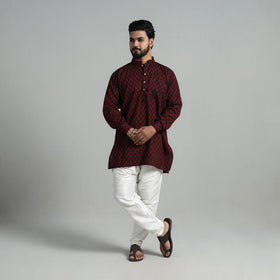 Buy Cotton Short Jacquard Kurta for Men