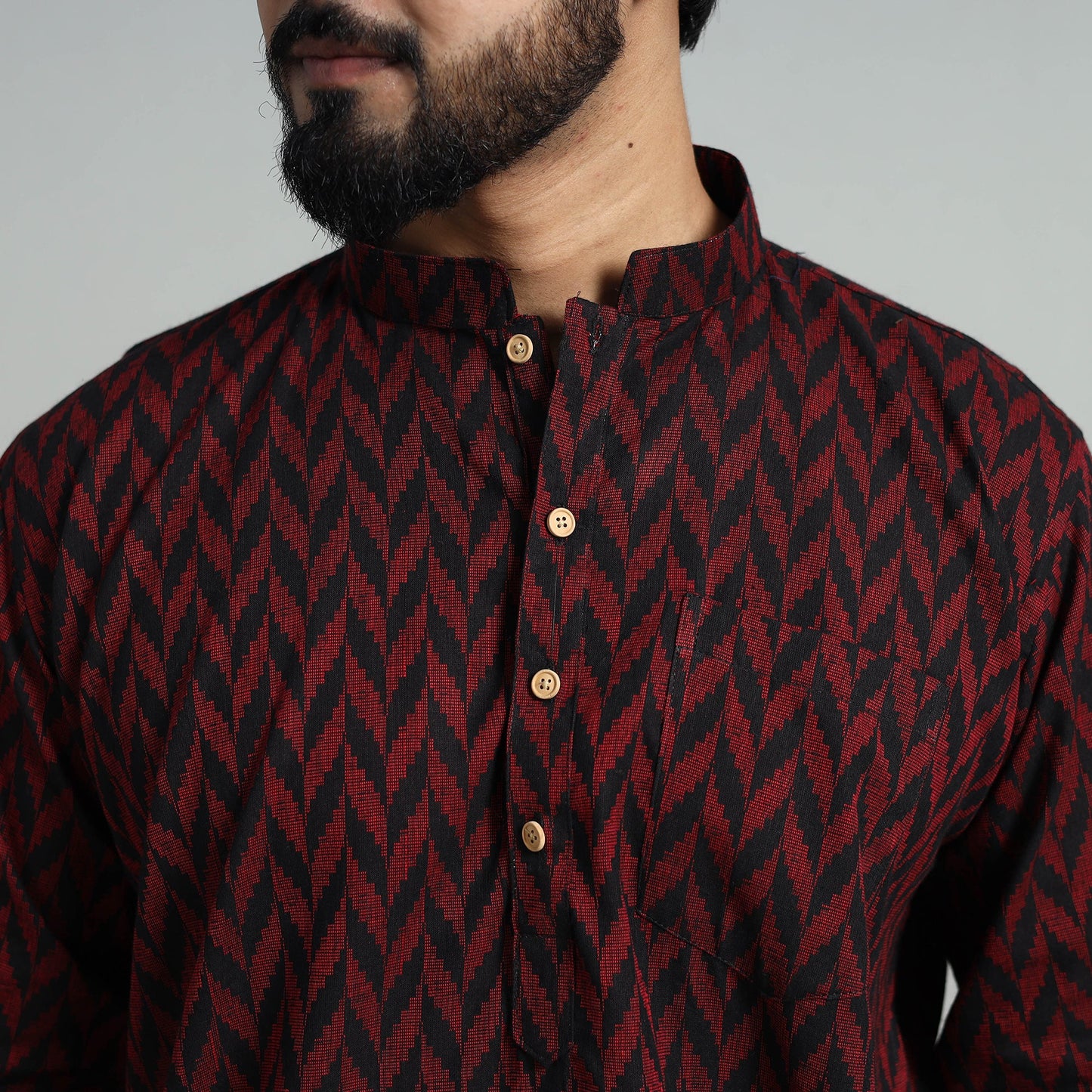 Buy Cotton Short Jacquard Kurta for Men