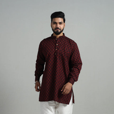 Buy Cotton Short Jacquard Kurta for Men