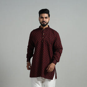 Buy Cotton Short Jacquard Kurta for Men