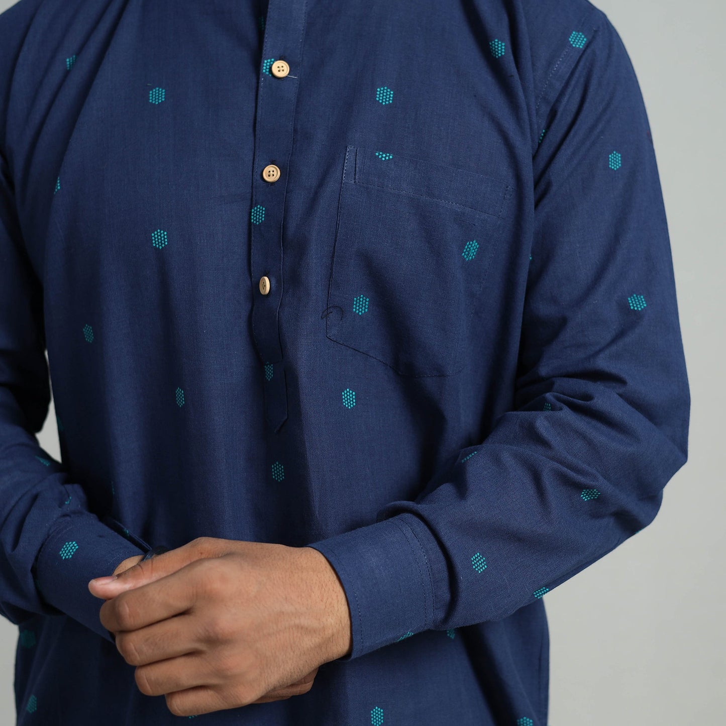 Buy Cotton Short Jacquard Kurta for Men