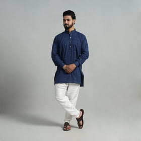 Buy Cotton Short Jacquard Kurta for Men