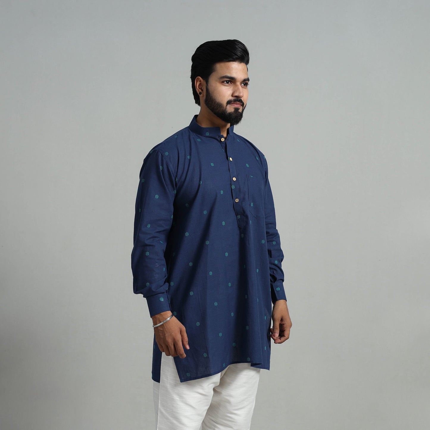 Buy Cotton Short Jacquard Kurta for Men