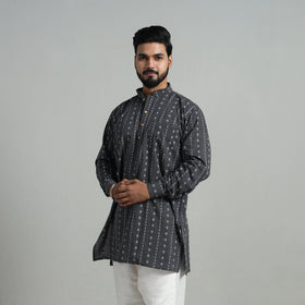  Cotton Short Jacquard Kurta for Men