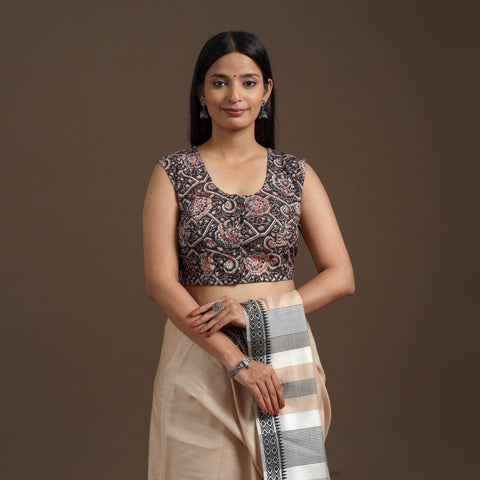 Buy Block Print Cotton Stitched Kalamkari Blouse