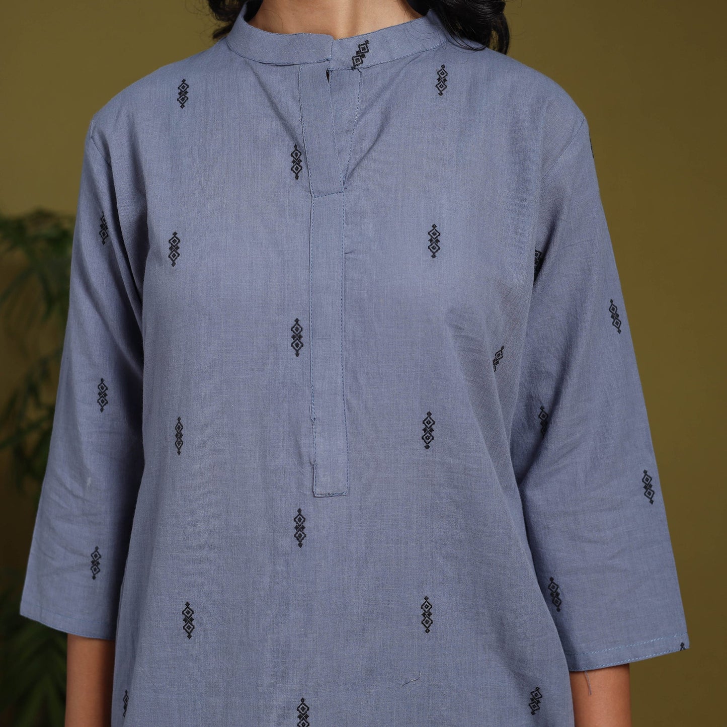 Cotton straight jacquard kurta 01 - m - handcrafted