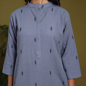 Cotton straight jacquard kurta 01 - m - handcrafted