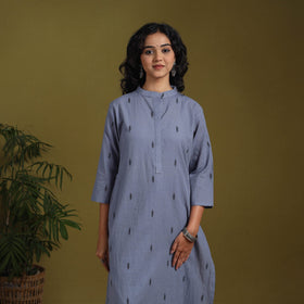 Cotton straight jacquard kurta 01 - m - handcrafted