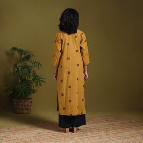 Cotton straight jacquard kurta 02 - m - handcrafted